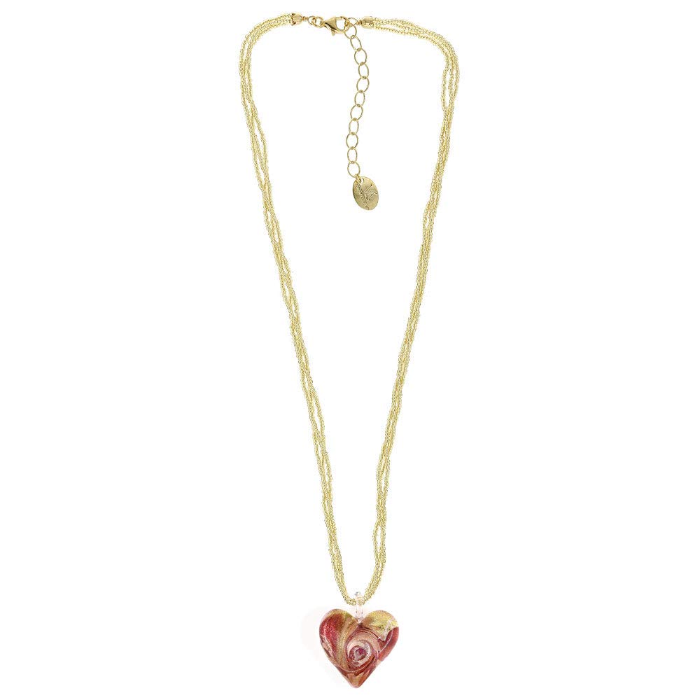 Venetiaurum - Collana per Donna con Cuore in Vetro Originale di Murano e Argento 925 - Gioiello made in Italy certificato