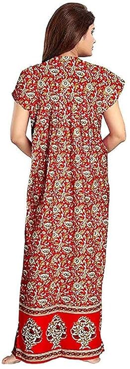 Image of Nighty for Women Cotton Printed Maxi Gown Ankle Length Nighty Night Dress Gown for Women Maxi - (Pack of 2)