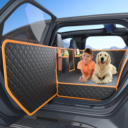 Twesync Dog Car Seat Cover for Back Seat, Hard Bottom Car Seat Cover for Dogs with Door Protectors, Waterproof Back Seat Extender for Dogs, Scratch-Resistant, Suitable for Cars