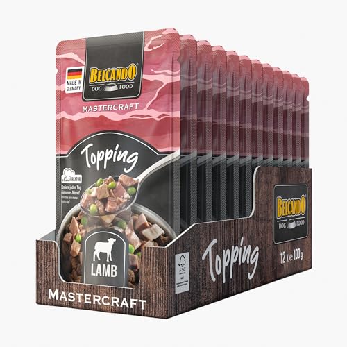 BELCANDO Mastercraft Topping Lamm, 12x 100g Beutel, Nassfutter für Hunde, getreidefrei, sortenfrei, Ergänzungsfutter, Made in Germany