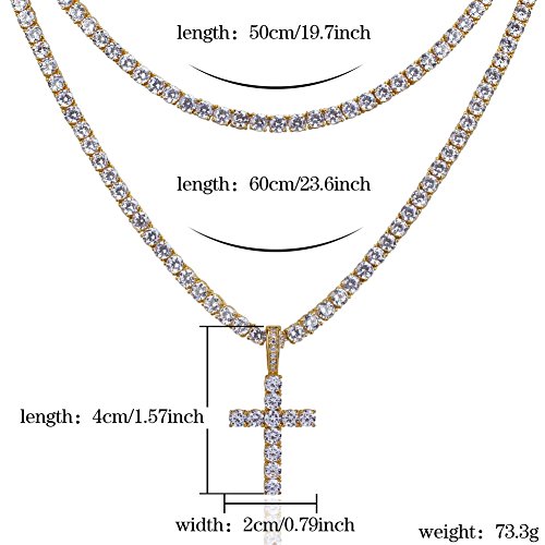 JINAO Cross Chain for Men Gold Cross Necklace 14K Gold Plated Large Nail Cross Chain Iced out CZ Pendant Hip Hop Jewelry for Women with Stainless Rope Chain3