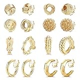✨【OHRCLIPS Für DAMEN】 Eine Bestellung enthält 8 Paar ungepiercte Ohrringe, darunter 4 Ohrclips und 4 Creolen zum Anclipsen, für Frauen, die keine Piercings haben, aber glamourös sein möchten. Diese kühn gedrehten Ohrclips strahlen Eleganz und Selbstvertrauen aus.