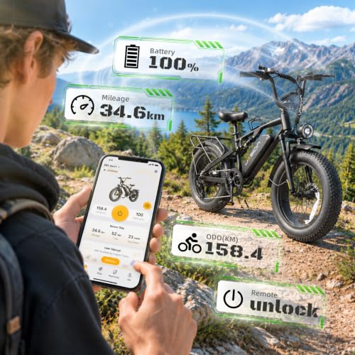 Jasion EB5 Sport Electric Bike, 20'' Fat Tire Ebikes for Adults/Teens, Best Ebike for Men with 720Wh Removable Battery, 7 Speed Full Suspension Electric Bicycles, UL2849 Certified - image 3