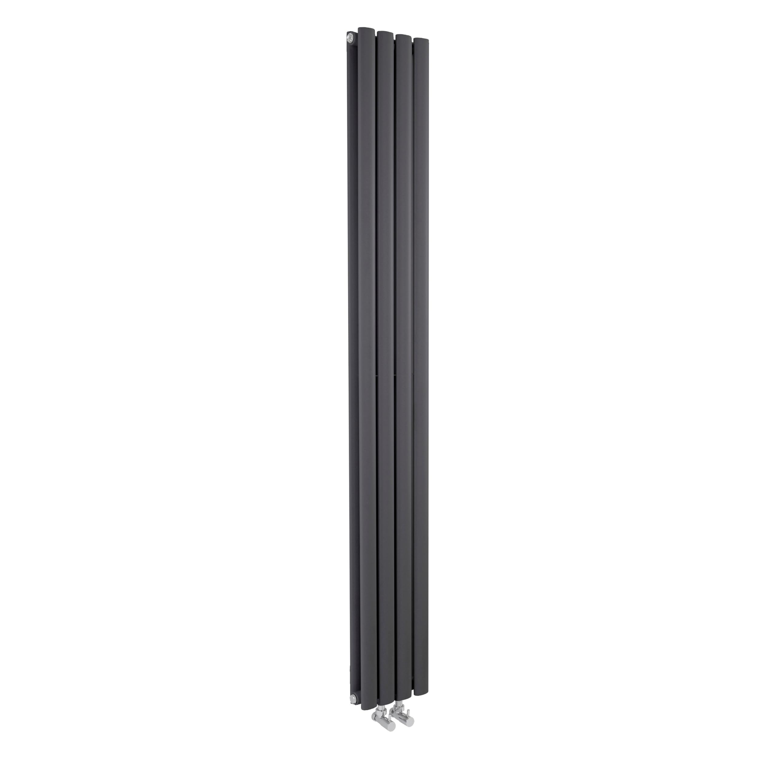 Balterley Grey Vertical Double Panel Radiator, Anthracite Radiator With Rounded Vertical Panel, Central Heating Radiators For Bathroom, Kitchen, Living Room - 236Mm X 1800Mm, 2461 Btu (Anthracite)