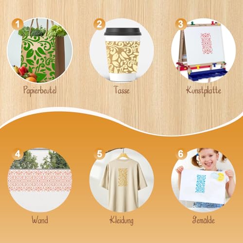 RAYAKT 18 Stück Kunststoff Schablonen, Blumen Stencil, abstrakte Schichtschablone für DIY, Scrapbooking, Wandgestaltung und Handwerk