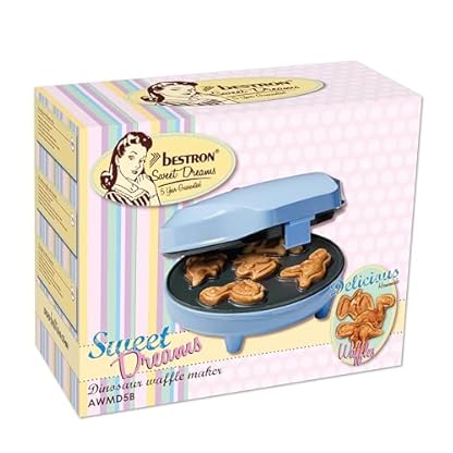 Bestron Waffeleisen für Mini-Dino-Cookie's, Mini-Cookie-Maker in Dinosaurier-Motiven, Waffeleisen für Mini-Waffel-Kekse, mit Backampel & Antihaftbeschichtung, 700 Watt, Farbe: Babyblau – Bild 5