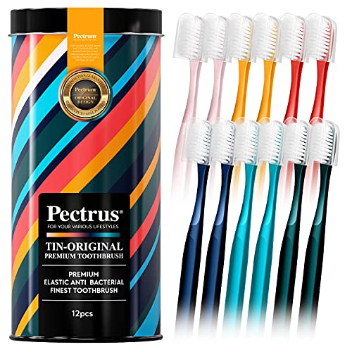 Pectrus Extra Soft Manual Toothbrushes For Adults, Regular Size Head, Recycled Package, Ultra Soft Toothbrushes For Adults & Elders, Sensitive Teeth And Receding Gums, Pack Of 12 (Supersoft) #TOP15