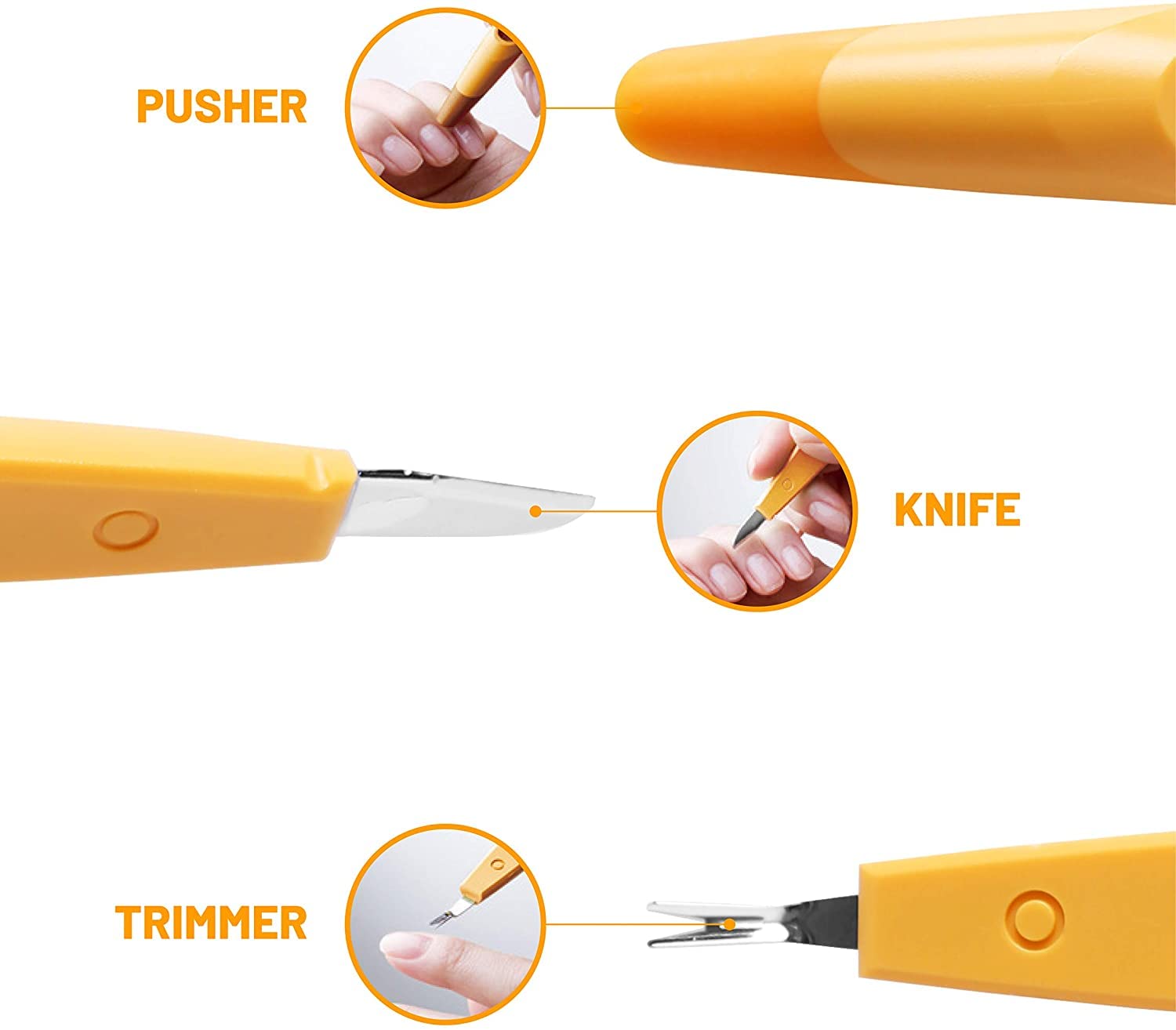 Tenartis Rimuovi Cuticole, Spingi Cuticole con Punta in Acciaio Inox | Strumento Manicure 3 in 1: Spingicuticole, Tagliacuticole, Pulisciunghie