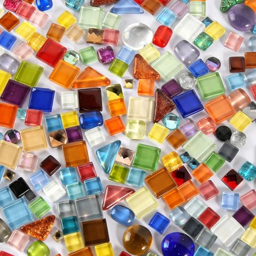 Bunte Polygon Mosaikfliesen, 500g Bunte Mosaik Bastelset, Irregulär mosaiksteine Mini Glas mosaik bastelset für DIY Kunsthandwerk Heim Deko Fotorahmen Blumentöpfe