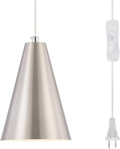 Miniatura 1 de Lámpara colgante enchufable de níquel cepillado, luces colgantes con cable de enchufe, interruptor de encendidoapagado, mini luces colgantes