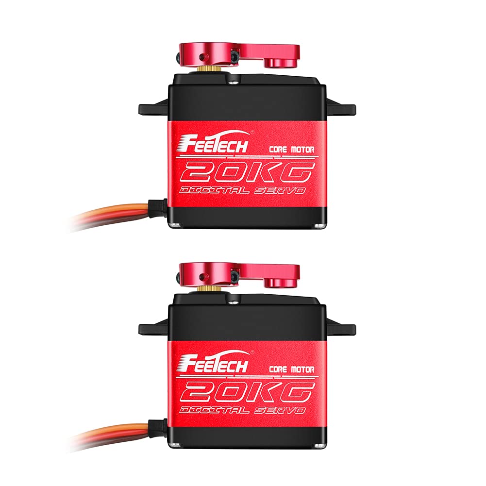 Feetech FT5320M 20KG Digital RC Core Servo Motor Waterproof Metal Gear 25T Servo Arm Horn 180 Degree 6V-7.4V for 1/8 1/10 Baja Scale Car Robot