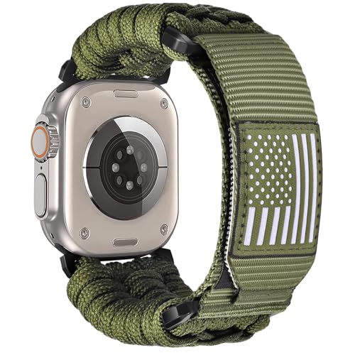CAGOS Rugged Nylon Apple Watch Ultra 3/Ultra 2 Band for Men 49mm 46mm 45mm 44mm 42mm Breathable Braided Nylon Strap Sport Loop Adjustable Wristbands for iWatch Bands Series 11 10 9 8 7 6 5 4 3 2 1 SE Ultra