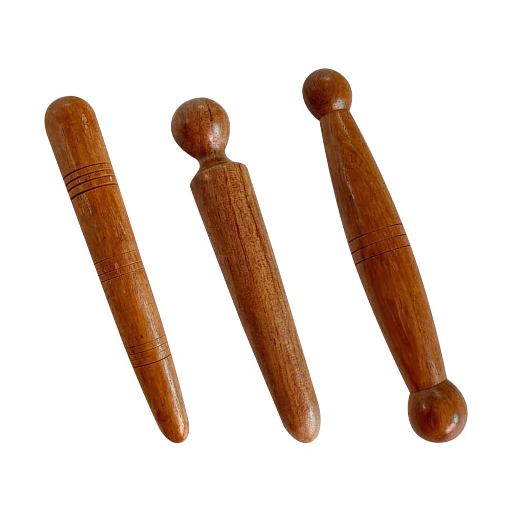 ccHuDE3 Pcs Wooden Acupressure Sticks Wood Thai Massage Sticks Manual Reflexology Massage Pens Hand Foot Massage Rods Wooden Deep Tissue Massagers