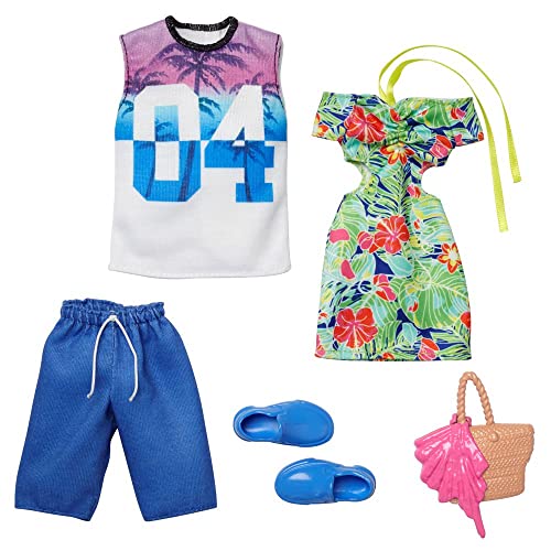 Bambini Licenza Tema: Barbie Mattel Outfit Estivo  Moda Set  Barbie & Ken HBV72  Vestiti per Le Bambole