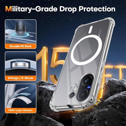 Image of Jkobi Shockproof Crystal-Clear Back Cover for Vivo V60 | Vivo T4 Pro (Magsafe Wireless Support | Drop & Camera Protection | Hard Polycarbonate)
