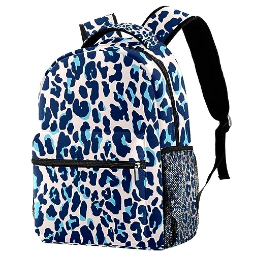 Sac à dos de voyage avec porte-bouteille léopard bleu pour ados
