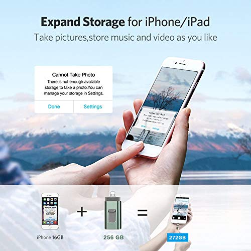 USB Flash Drive 256GB [3-in-1], Kimiandy USB 3.0 Adapter External Storage Memory Stick Adapter Expansion Compatible with PC/Android Pen Drive (256G Green) - Thumbnail 4