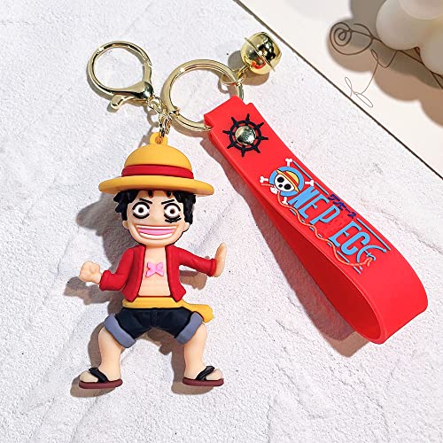 Bulbasaur Anime One_Piece Keychain Rubber Tony Monkey D_Luffy Key Ring Backpack Dangle Accessories Jewelry Gift For Women Men (Keychain-4364) #TOP3