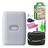 Fujifilm Instax Mini Link Portable Smartphone Printer (Ash White) Creative Kit Basic Beginner Film Bundle with (20) Instax Mini Films + Carrying Bag + More