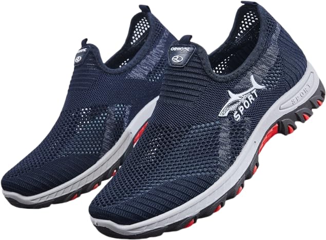 Men's Breathable Mesh Slip-On Sneakers - Lightweight Comfortable Low-Top Shoes, Casual & Light Sports Wear, Spring/Summer Collection