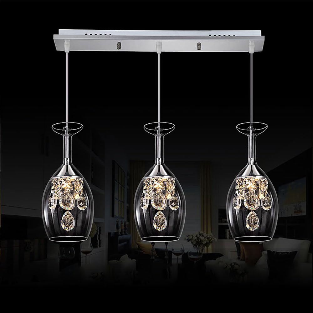 Éclairage suspendu en verre de vin rouge LED lustre design moderne