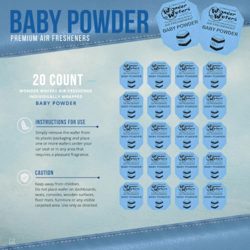 Image of Wonder Wafers 20 count Air Fresheners Individually Wrapped, Baby Powder Fragrance