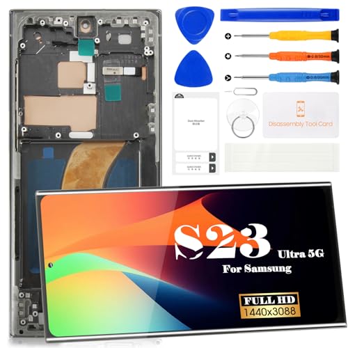 Écran OLED pour Samsung S23 Ultra avec châssis vert de remplacement complet SM-S918U