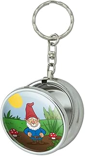 Garden Gnome with Toadstools Portable Travel Size Pocket Purse Ashtray Keychain with Cigarette Holder