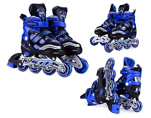 Image of TEKCOOL 4 Wheels Adjustable Inline Skates Skating Shoes for Boys Kids Girls Skating Shoe Adjustable Roller Blades Age 6 to 15 Years PU Strong Wheels Aluminium with LED Flash Light on Wheels