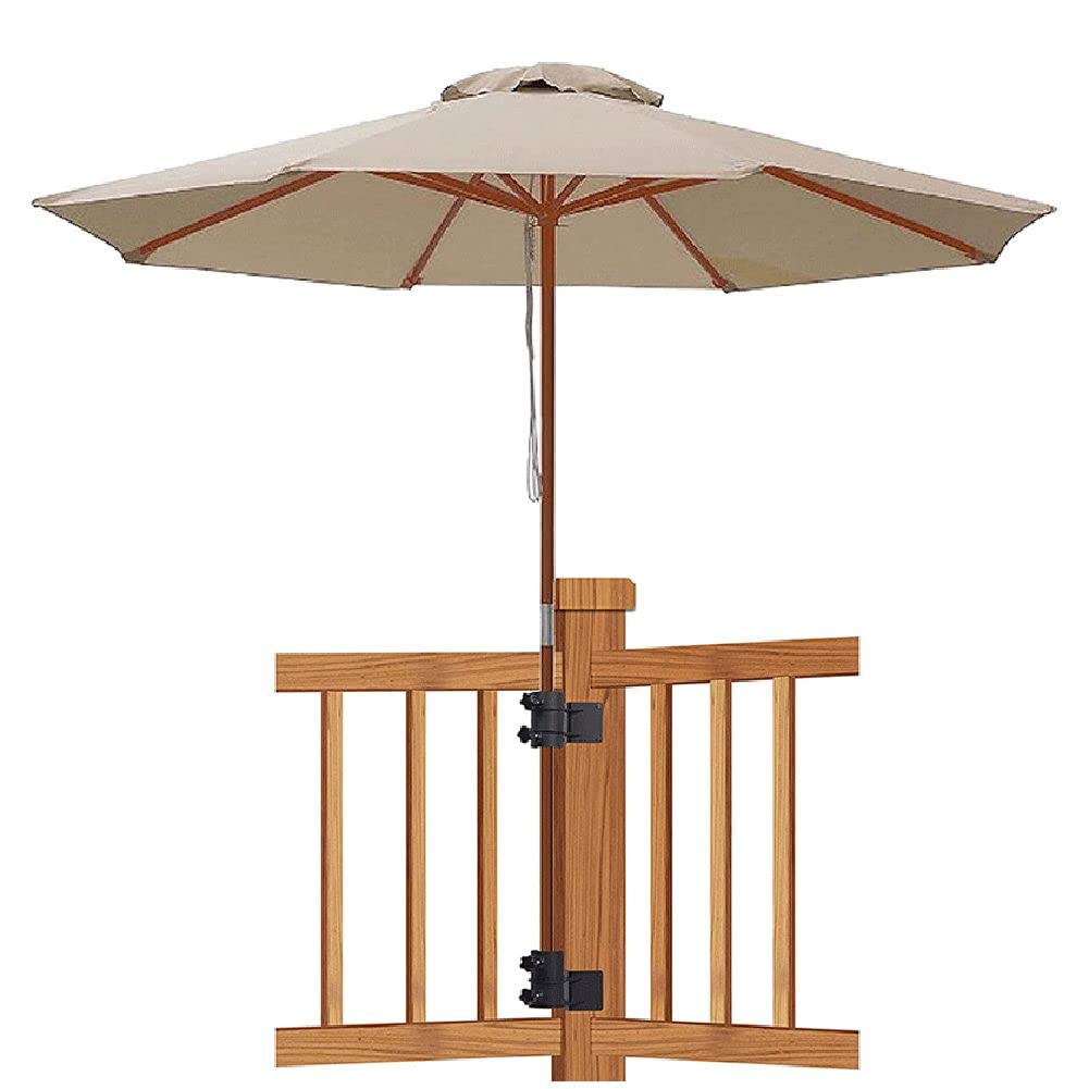 VANROUG Supporto per ombrellone da terrazza, supporto angolare per ombrellone, staffa per ombrellone da esterno, morsetto per ringhiera, balcone o cortile (confezione da 3 nero