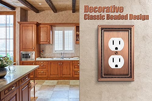 Image of Henne Bery Sunken Pearls Heavy Duty Decorative Wall Plate Switch Plate Outlet Cover (Single Duplex, 2 Pack, Antique Copper)