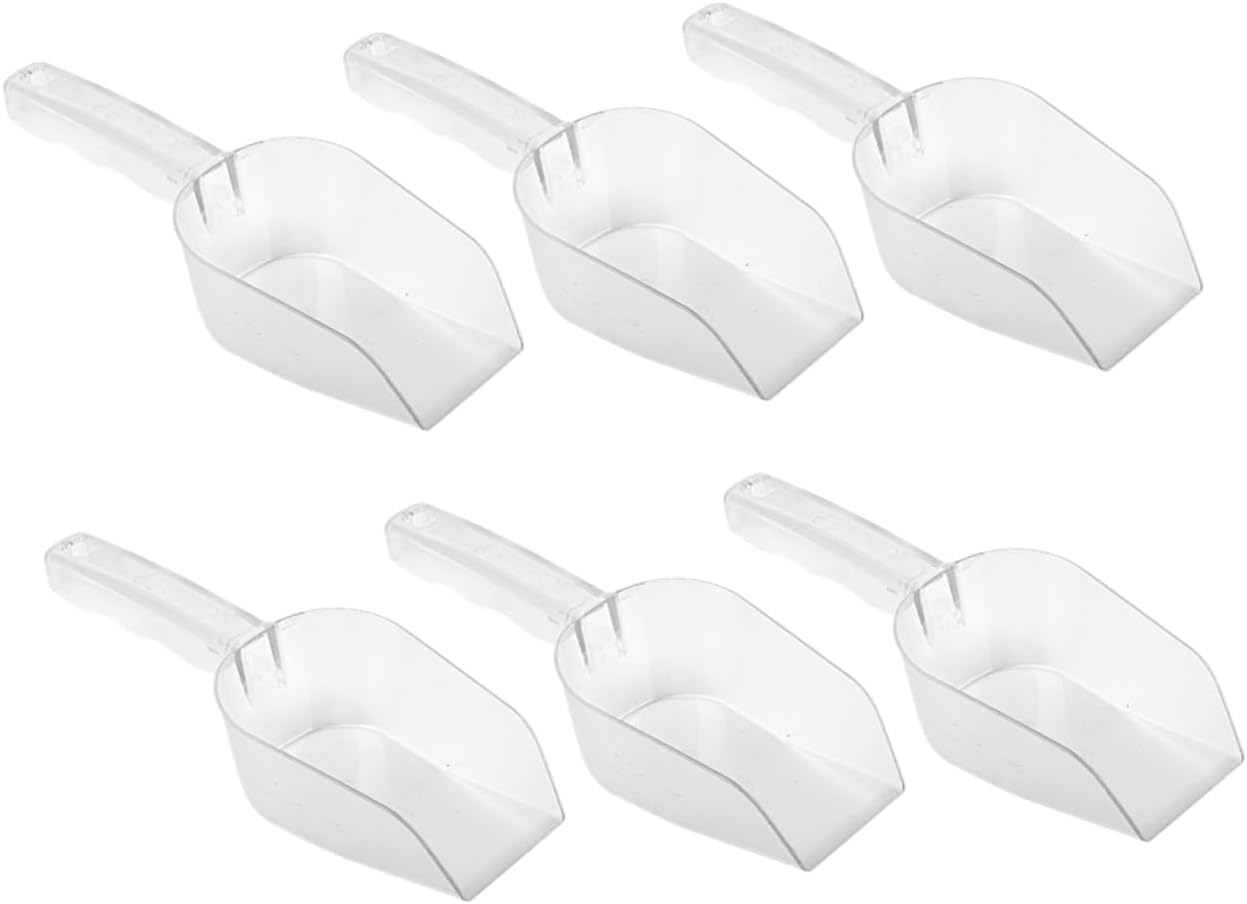 COLLBATH 6pcs Plastic Ice Cube Scoop Multi-functional Food Scoop for Kitchen Parties Events Ergonomic Handle Comfortable Grip Ice Candy Pet Food and More
