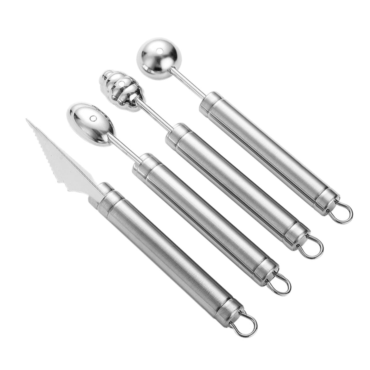 PRETYZOOM Fruit Baller Spoons Set 4pcs Melon Baller Spoon Stainless Steel Multi-functional Fruit Scooper