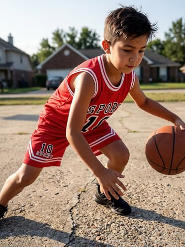 Image of Volunboy Kids Sports Shorts Sets Boys Jerseys Tracksuit 2 Piece Basketball Performance Tank Top and Mesh Shorts Set