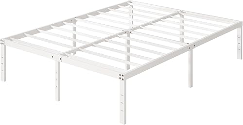 Miniatura 20 de Marco de cama de metal California King, plataforma de almacenamiento resistente de 14 pulgadas con soporte de listones de acero de 2500 libras,