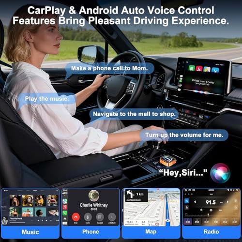 Image of Wireless CarPlay Adapter 4 in 1 Car Screen Mirroring Adapter to Play TV on Car Screen for iPhone & Android, Upgrade Support Airplay&Mirror Link,CarPlay&Android Auto,Wired to Wireless,Plug and Play