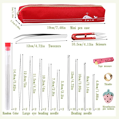 58 Pcs Beading Needles Set Seed Beads Needles Bead Needles Tool Long Straight And Big Eye Beading Needles Collapsible Embroidery Needles With Tweezers Pin Cushion For Jewelry Making #TOP1