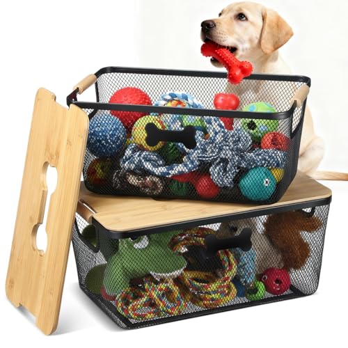 Maxdot 2-Pack Dog Toy & Storage Basket with Lid