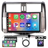 Android Car Stereo Radio for Toyota Prado 2010 2011 2012 2013 with Apple Carplay, Rimoody 9 Inch Touch Screen Car Radio with GPS Navigation Bluetooth FM HiFi WiFi Android Auto + AHD Backup Camera