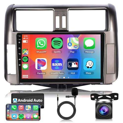 Android Car Stereo Radio for Toyota Prado 2010 2011 2012 2013 with Apple Carplay, Rimoody 9 Inch Touch Screen Car Radio with GPS Navigation Bluetooth FM HiFi WiFi Android Auto + AHD Backup Camera