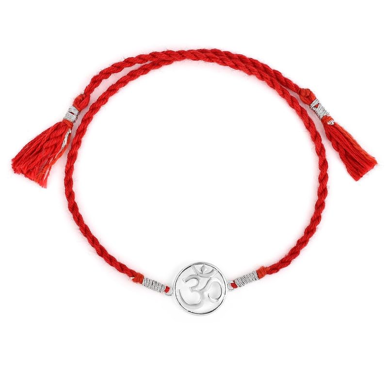 Image of ROOVI Pure 925 Sterling Silver Rakhi for Bhai with Roli Chawal | Chandi Ki Rakhi Original | Krishna Morpankh, Trishul, Ganesh, Ram, Om, Evil Eye, Infinity Rakhi for Brother With Certificate