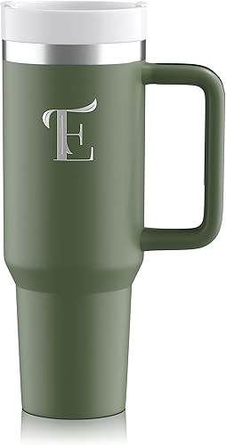 Miniatura 1 de Vaso de 40 onzas con asa y pajitas  Grabado  Regalos personalizados  Grandes regalos para mamá  Regalos para profesores para mujeres  Taza de café