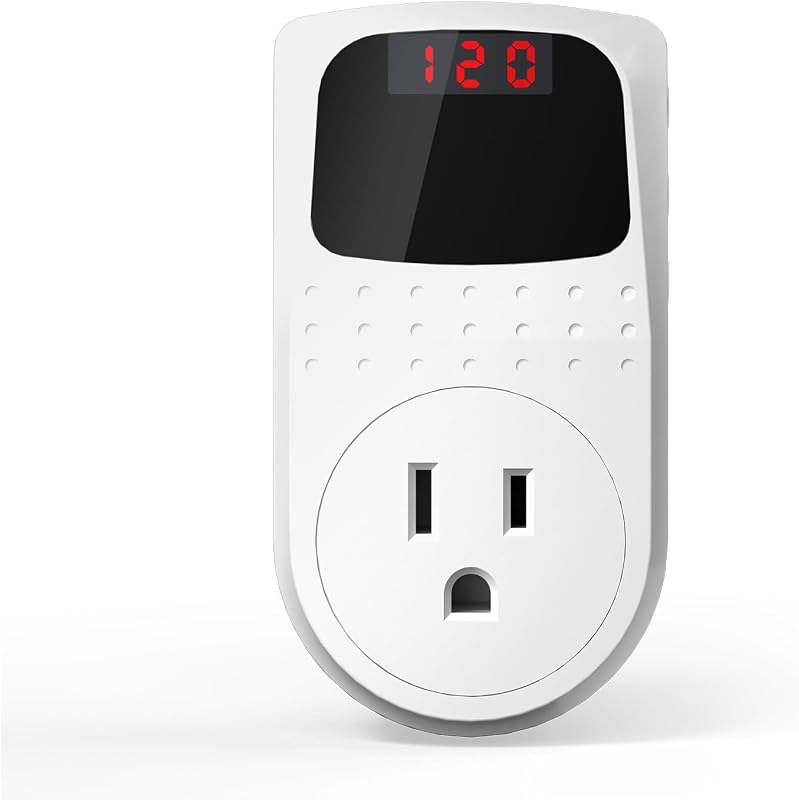 Protector contra sobretensiones, regulador de voltaje, protector contra sobretensiones para refrigerador/TV/PC/electrodomésticos, adaptador de grifo de pared, diseño que ahorra espacio, pantalla LED, ajustable, 120 V, 15 A, 1800 W, 1 paquete