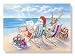 Christmas Cards - Box Set 18 Cards and 18 Envelopes - Santa Beach Break - Santa and His Reindeer Taking a Break on the Beach to Review the Gift List
