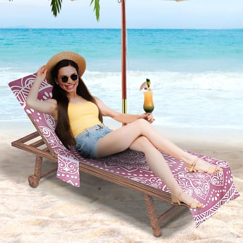 Housse de chaise de plage en microfibre géométrique pour bain de soleil - 4
