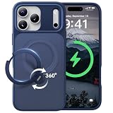 【2026最高傑作&定点360度回転】CASEKOO iPhone 17 Pro Max 用 ケース MagSafe対応 米軍MIL規格 360°全方向耐衝撃 【横縦両立・角度自由調整】最大25W急速充電対応 指紋防止/マット仕上げ/黄変防止/半透明 ラップホール付き ワイヤレス充電対応 いphone17promax 用ケース 6.9インチ「MagicStand Pro」(ブルー)