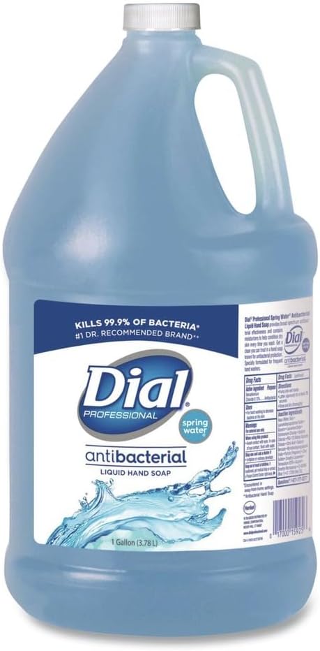 Dial 15926EA Antibacterial Liquid Hand Soap, Spring Water Scent, 1 gal Bottle
