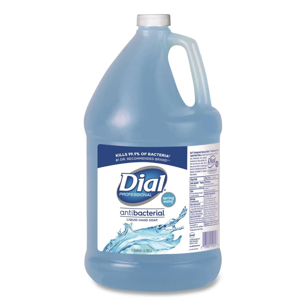 Dial 15926EA Antibacterial Liquid Hand Soap, Spring Water Scent, 1 gal Bottle