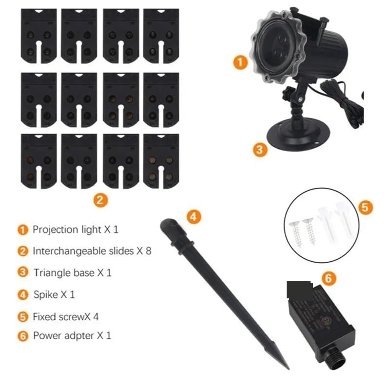 Proiettore di Luce, proiettore olografico di Halloween, proiettore di Halloween a LED con 12 Motivi, Luce a Forma di Fiocco di Neve/Pupazzo di Neve, proiettore di Natale, Effetto Animato IP6