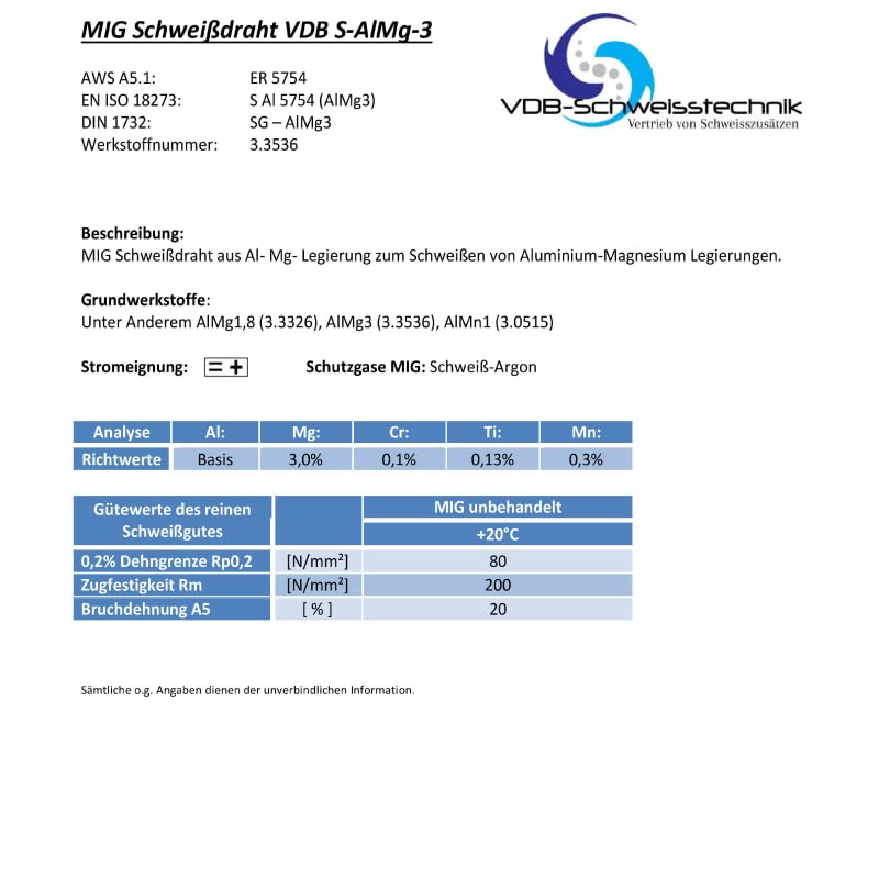 Schweißdraht MIG Aluminium ALMG-3-1,2 mm Spule -D200-3.3536 - 2,0 Kg | Alu Schweißzusatz ER 5754 Drahtelektrode auf Rolle